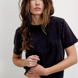 We The Free (Free People) Cloud 9 Layered Tissue Tee - Distressed Carbon XS